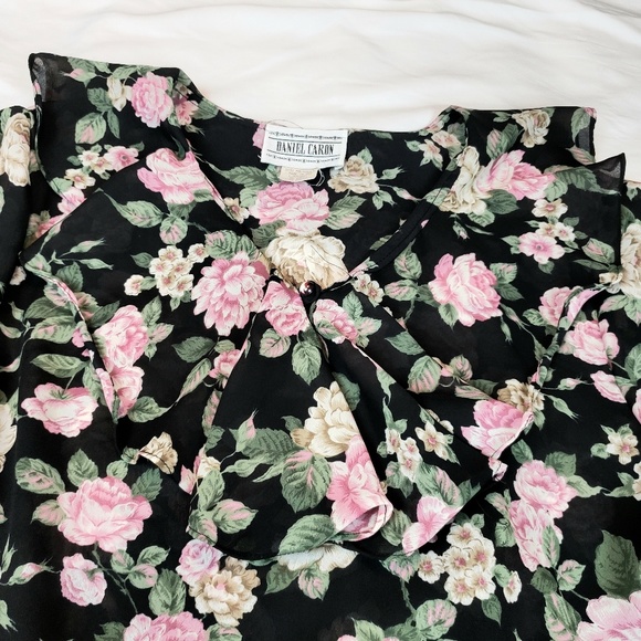 *Vintage*  Daniel Caron Foral Top - Picture 7 of 7